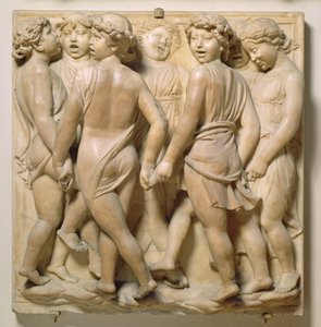 Ángeles cantores, panel en relieve de la Cantoria, c.1432-8 (mármol)